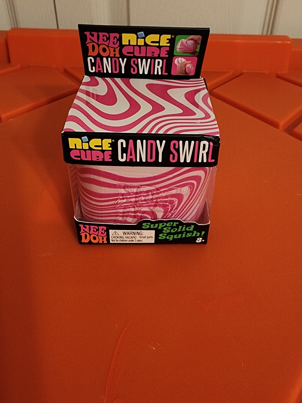 Nice Cube Candy Swirl Squishy Stress Toy - Pink & White
